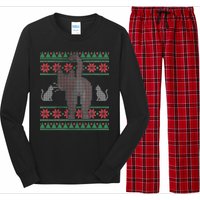 Cat Butt Ugly Christmas Sweater Design Long Sleeve Pajama Set