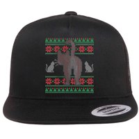 Cat Butt Ugly Christmas Sweater Design Flat Bill Trucker Hat