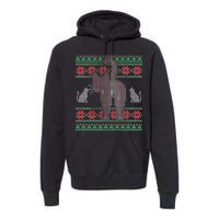 Cat Butt Ugly Christmas Sweater Design Premium Hoodie