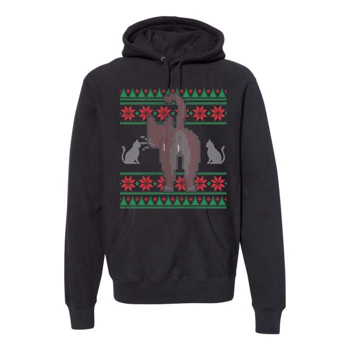 Cat Butt Ugly Christmas Sweater Design Premium Hoodie