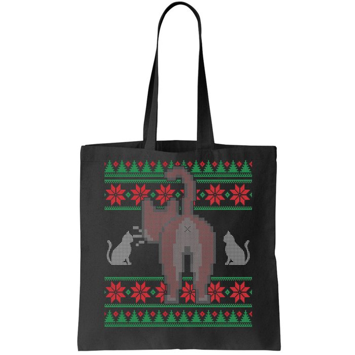 Cat Butt Ugly Christmas Sweater Design Tote Bag