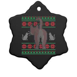 Cat Butt Ugly Christmas Sweater Design Ceramic Star Ornament