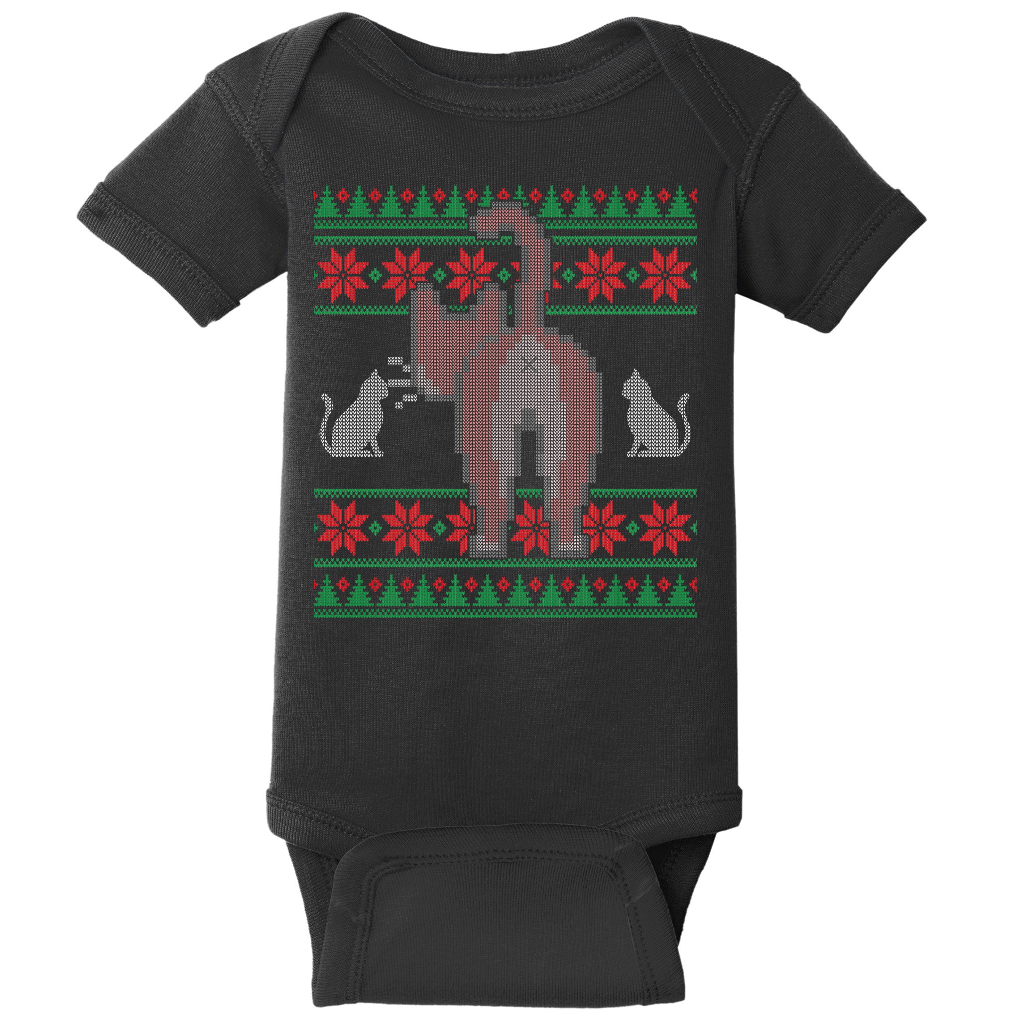 Cat Butt Ugly Christmas Sweater Design Baby Bodysuit