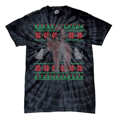 Cat Butt Ugly Christmas Sweater Design Tie-Dye T-Shirt