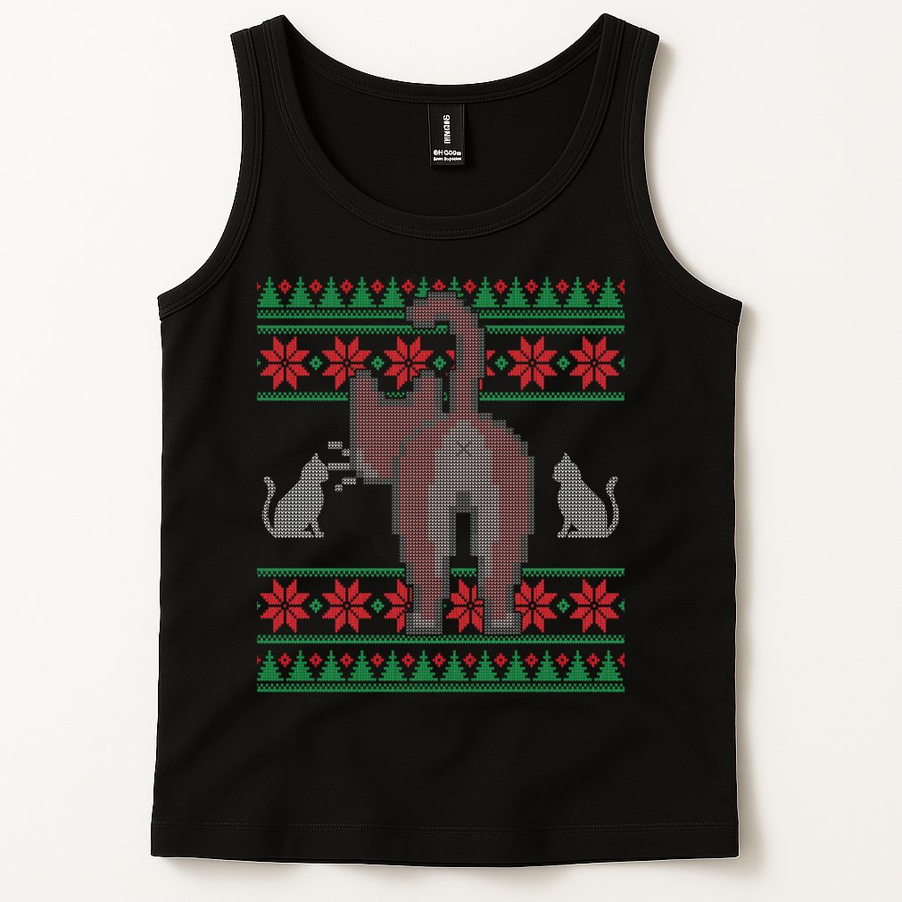 Cat Butt Ugly Christmas Sweater Design Tank Top