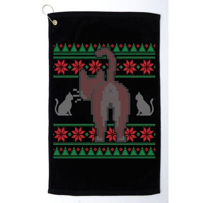 Cat Butt Ugly Christmas Sweater Design Golf Towel