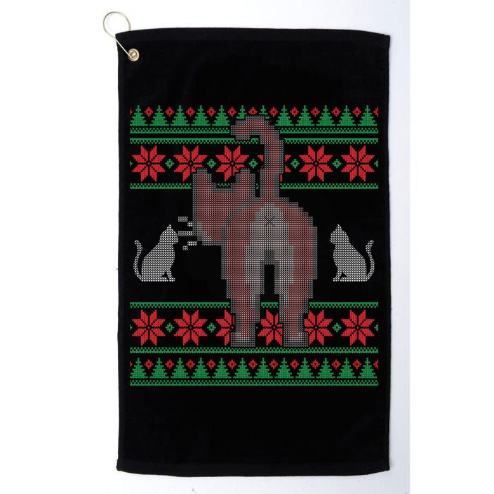 Cat Butt Ugly Christmas Sweater Design Golf Towel