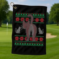 Cat Butt Ugly Christmas Sweater Design Golf Towel