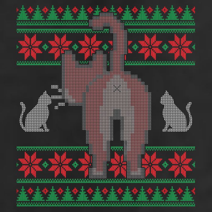 Cat Butt Ugly Christmas Sweater Design Golf Towel