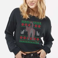 Cat Butt Ugly Christmas Sweater Design Cropped Pullover Crew