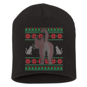 Cat Butt Ugly Christmas Sweater Design Short Acrylic Beanie