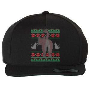 Cat Butt Ugly Christmas Sweater Design Wool Snapback Cap