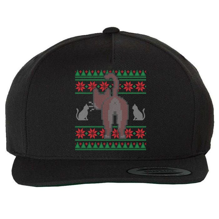 Cat Butt Ugly Christmas Sweater Design Wool Snapback Cap