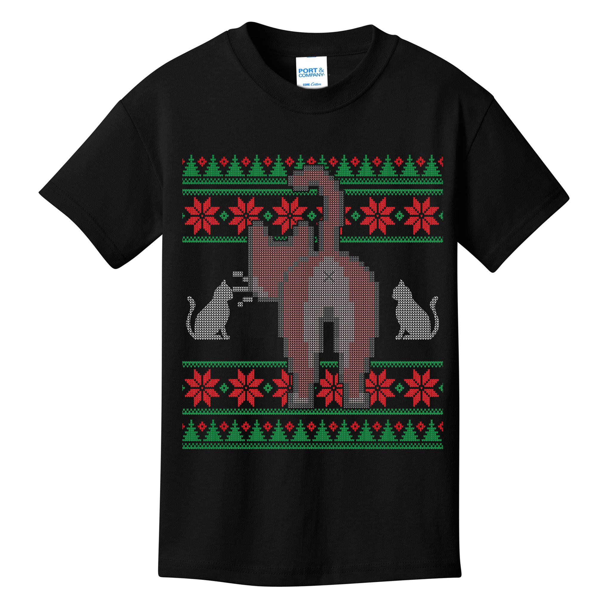 Cat Butt Ugly Christmas Sweater Design Kids T-Shirt