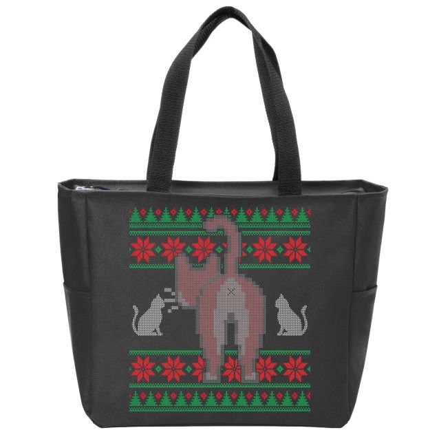 Cat Butt Ugly Christmas Sweater Design Zip Tote Bag