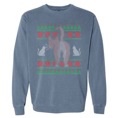 Cat Butt Ugly Christmas Sweater Design Garment-Dyed Sweatshirt