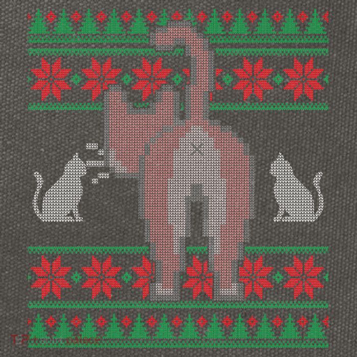 Cat Butt Ugly Christmas Sweater Design Cotton Canvas Backpack