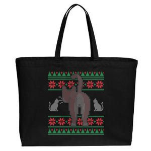 Cat Butt Ugly Christmas Sweater Design Cotton Canvas Jumbo Tote