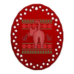 Cat Butt Ugly Christmas Sweater Design Ceramic Oval Ornament