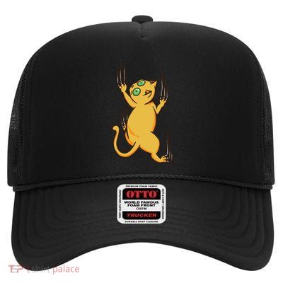 Cat Climbing High Crown Mesh Back Trucker Hat