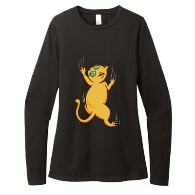 Cat Climbing Womens CVC Long Sleeve Shirt