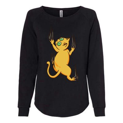 Cat Climbing Womens California Wash Sweatshirt