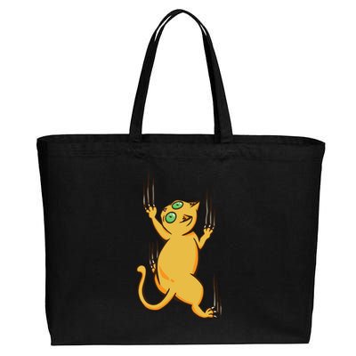 Cat Climbing Cotton Canvas Jumbo Tote