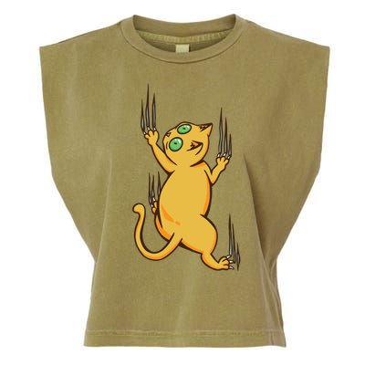 Cat Climbing Garment-Dyed Women's Muscle Tee