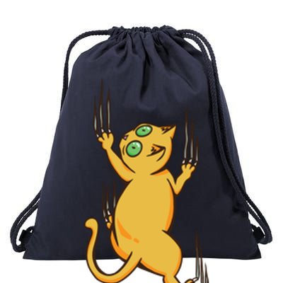 Cat Climbing Drawstring Bag