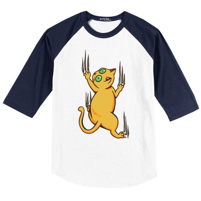 Cat Climbing Baseball Sleeve Shirt