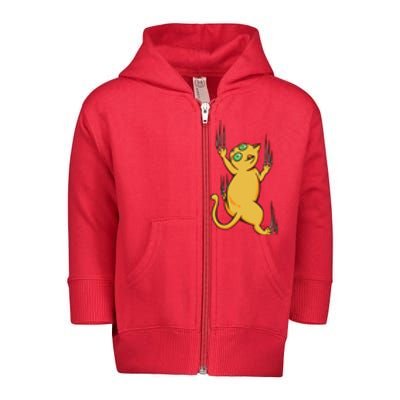 Cat Climbing Toddler Zip Fleece Hoodie