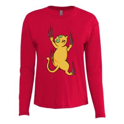 Cat Climbing Womens Cotton Relaxed Long Sleeve T-Shirt