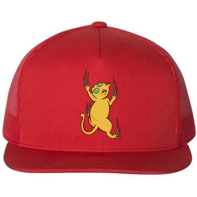 Cat Climbing Flat Bill Trucker Hat