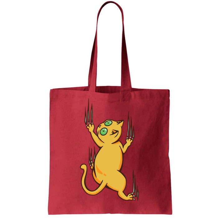 Cat Climbing Tote Bag