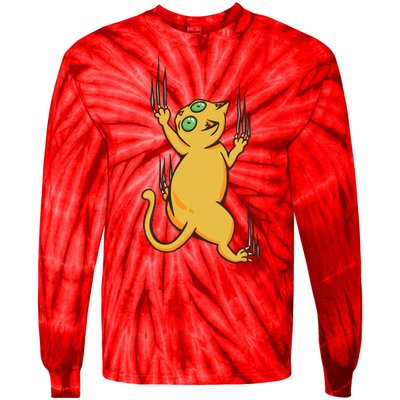 Cat Climbing Tie-Dye Long Sleeve Shirt