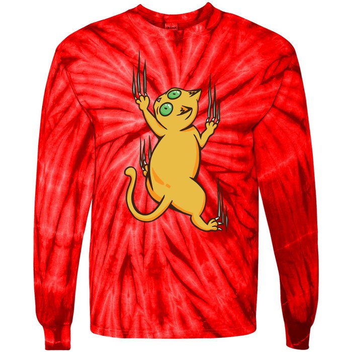 Cat Climbing Tie-Dye Long Sleeve Shirt