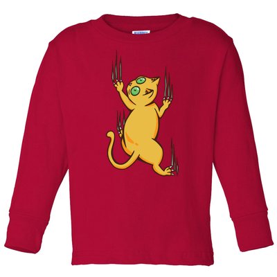 Cat Climbing Toddler Long Sleeve Shirt