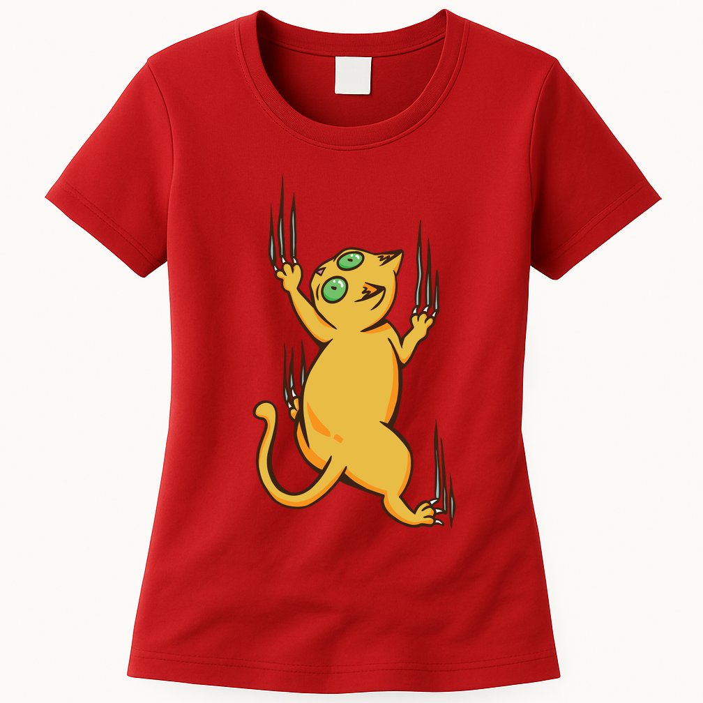 Cat Climbing Womens T-Shirt
