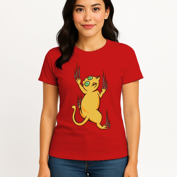 Cat Climbing Womens T-Shirt