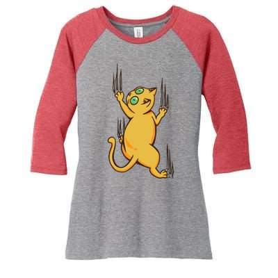 Cat Climbing Women's Tri-Blend 3/4-Sleeve Raglan Shirt