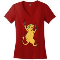 Cat Climbing Women's V-Neck T-Shirt