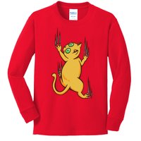 Cat Climbing Kids Long Sleeve Shirt