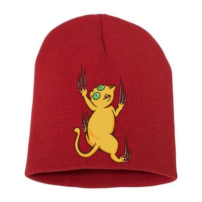 Cat Climbing Short Acrylic Beanie