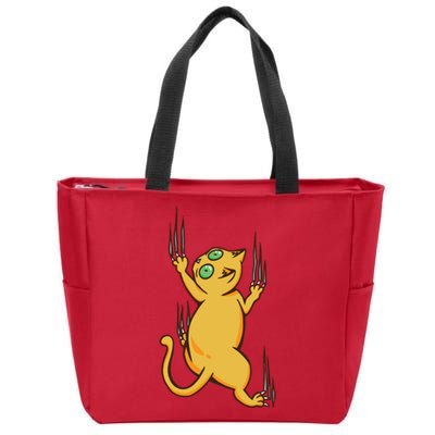 Cat Climbing Zip Tote Bag