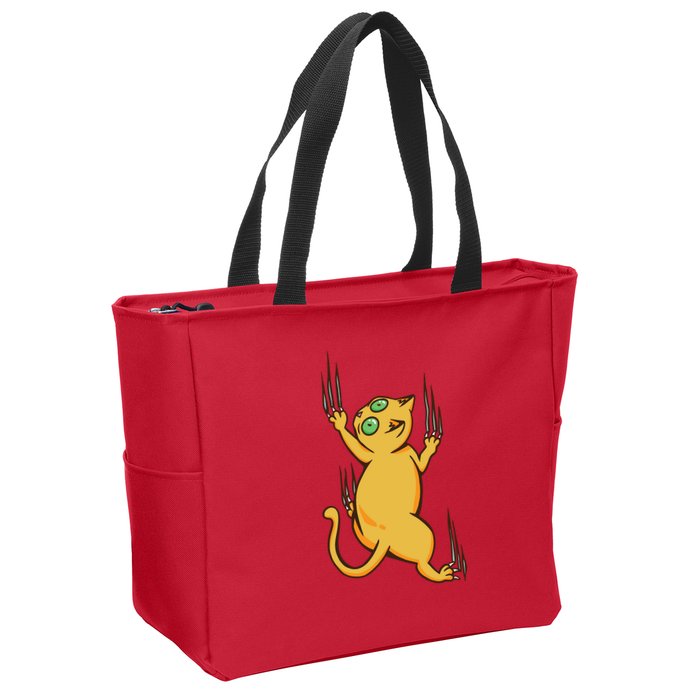 Cat Climbing Zip Tote Bag