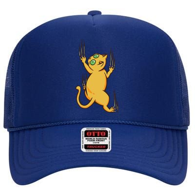 Cat Climbing High Crown Mesh Back Trucker Hat