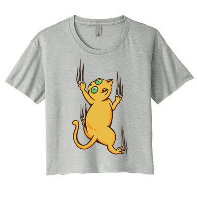 Cat Climbing Women's Crop Top Tee