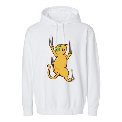 Cat Climbing Garment-Dyed Fleece Hoodie