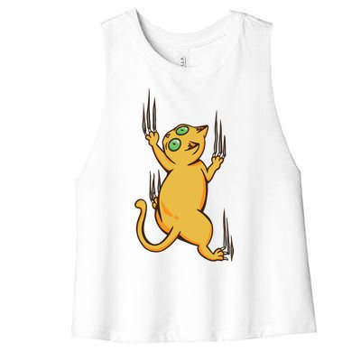 Cat Climbing Women's Racerback Cropped Tank