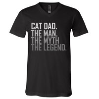 Cat Dad The Man Myth Legend V-Neck T-Shirt